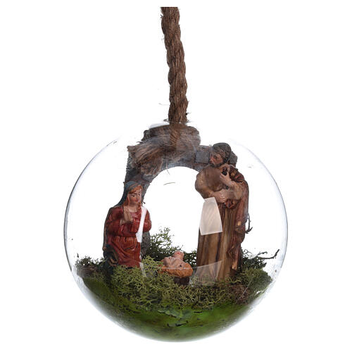 Nativité 11 pcs de 3 cm dans une boule en verre 15 cm 6