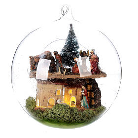 Nativity scene set 11 pcs of 3 cm in glass ball 15 cm