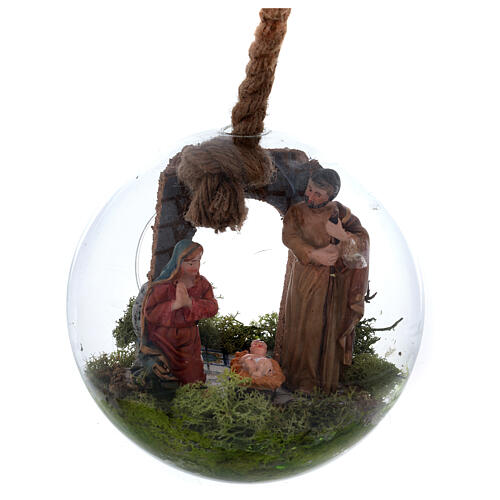 10 cm große Christi Geburt in Glaskugel, 16 cm 2