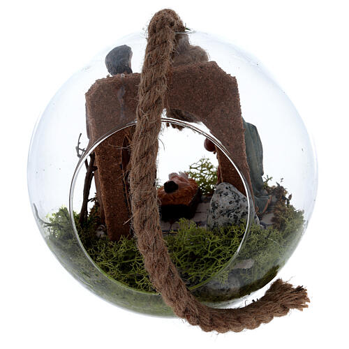 Nativité 10 cm dans sphère en verre 16 cm 5