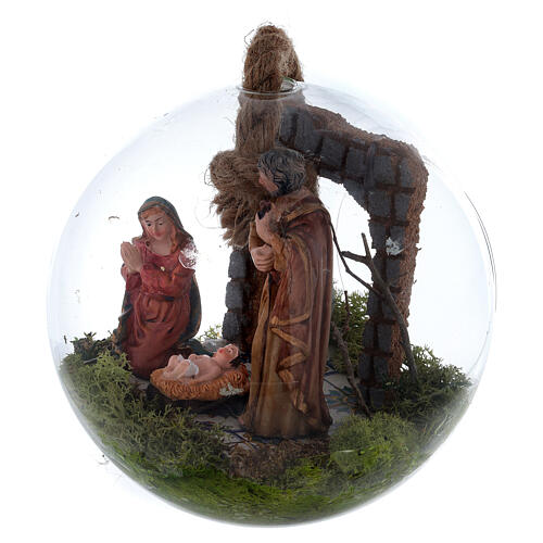 Holy Family 10 cm in glass sphere 16 cm 3