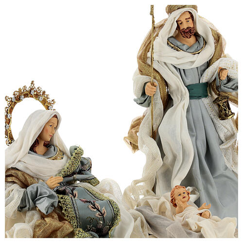 Nativity Scene set of 6, blue and gold, resin and fabric, Venitian style, 40 cm average height 3