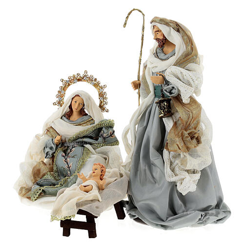Nativity Scene set of 6, blue and gold, resin and fabric, Venitian style, 40 cm average height 4