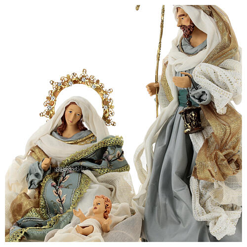 Nativity Scene set of 6, blue and gold, resin and fabric, Venitian style, 40 cm average height 5