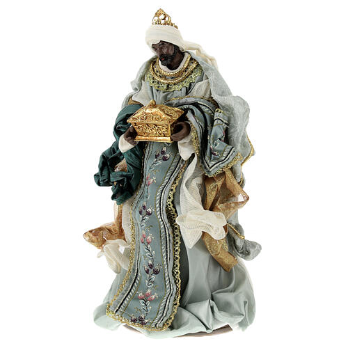Nativity Scene set of 6, blue and gold, resin and fabric, Venitian style, 40 cm average height 9