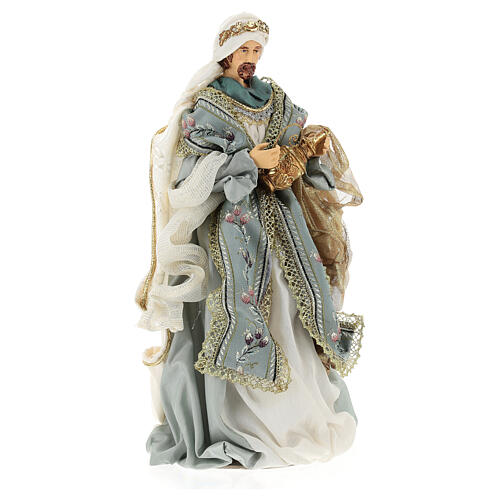 Nativity Scene set of 6, blue and gold, resin and fabric, Venitian style, 40 cm average height 10