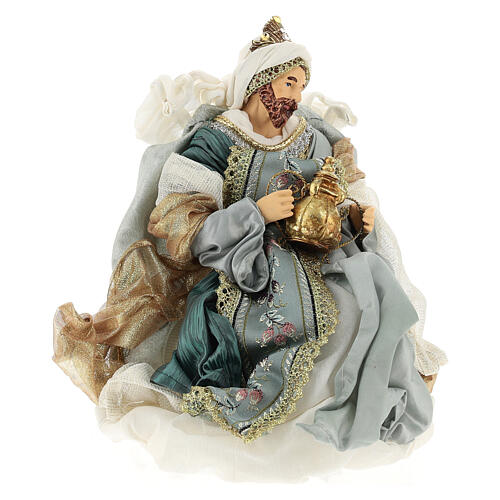 Nativity Scene set of 6, blue and gold, resin and fabric, Venitian style, 40 cm average height 11