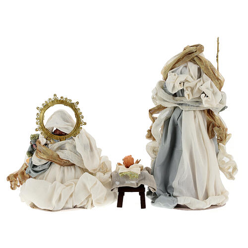 Nativity Scene set of 6, blue and gold, resin and fabric, Venitian style, 40 cm average height 12