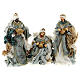 Nativity Scene set of 6, blue and gold, resin and fabric, Venitian style, 40 cm average height s8