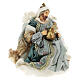Nativity Scene set of 6, blue and gold, resin and fabric, Venitian style, 40 cm average height s11