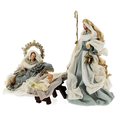 Nativity Scene set of 6, blue and gold, resin and fabric, Venitian style, 30 cm average height 5