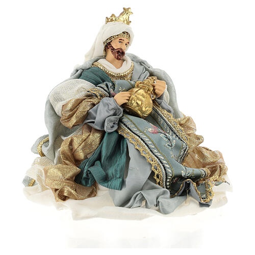 Nativity Scene set of 6, blue and gold, resin and fabric, Venitian style, 30 cm average height 8