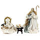 Nativity Scene set of 6, blue and gold, resin and fabric, Venitian style, 30 cm average height s10