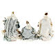 Nativity Scene set of 6, blue and gold, resin and fabric, Venitian style, 30 cm average height s11
