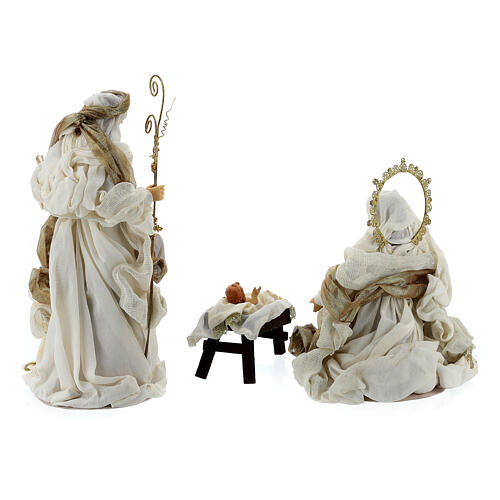 Christi Geburt aus Harz mit Stoff im venezianischen Stil, die aus 6 cremefarbenen und goldfarbigen Stűcken besteht, 40 cm 10