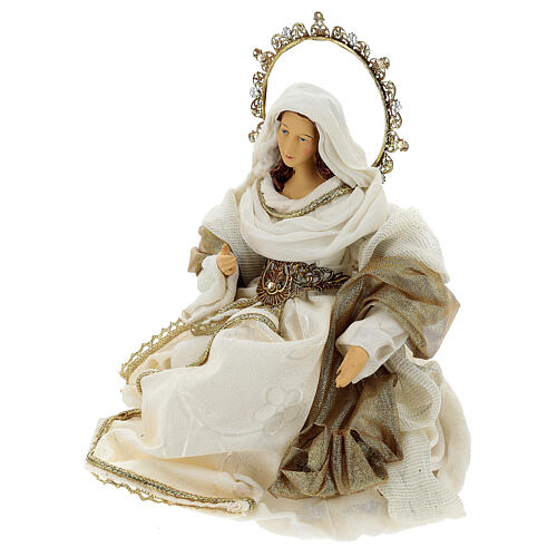 Nativity in Venitian style, set of 6, resin and gold-cream fabric, 40 cm average height 4