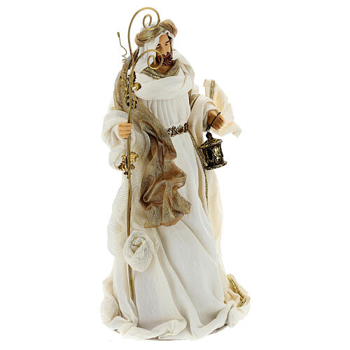 Nativity in Venitian style, set of 6, resin and gold-cream fabric, 40 cm average height 5