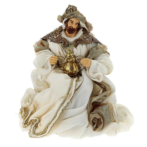 Nativity in Venitian style, set of 6, resin and gold-cream fabric, 40 cm average height 9