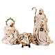 Nativity Scene set of 6, creamy white, resin and fabric, Shabby chic, 30 cm average height s2