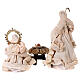 Nativity Scene set of 6, creamy white, resin and fabric, Shabby chic, 30 cm average height s4