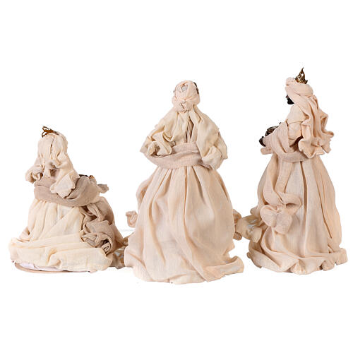 Natividade 6 figuras cor creme resina e tecido 30 cm estilo shabby chic 5