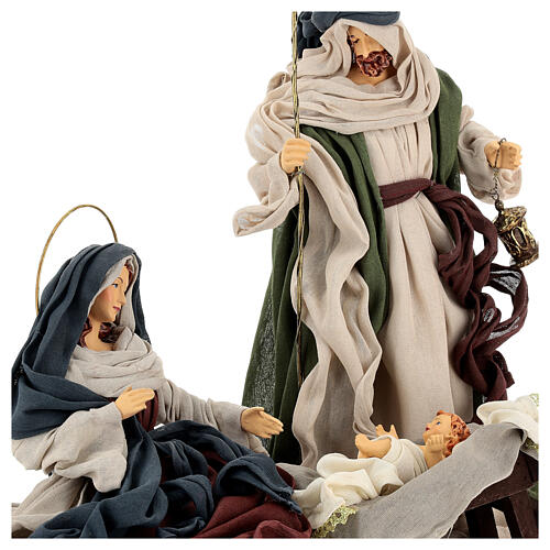 Nativity Scene set of 6, traditional color, resin and fabric, Shabby Chic, 40 cm average height 3