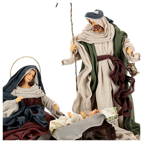 Nativity Scene set of 6, traditional color, resin and fabric, Shabby Chic, 40 cm average height 5