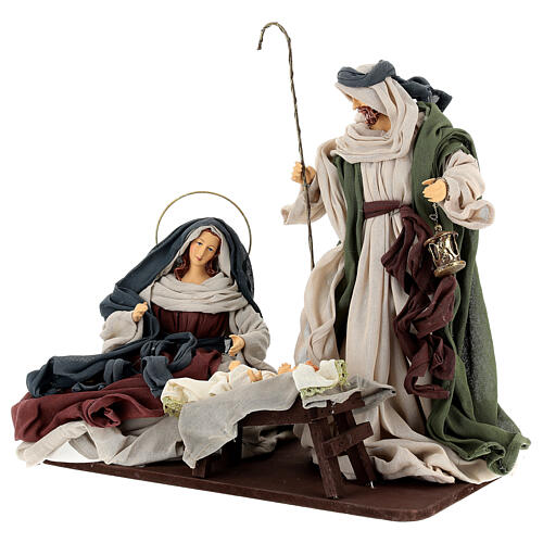 Nativity Scene set of 6, traditional color, resin and fabric, Shabby Chic, 40 cm average height 6