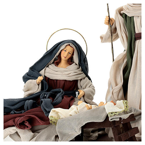 Nativity Scene set of 6, traditional color, resin and fabric, Shabby Chic, 40 cm average height 7