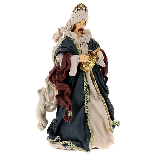 Nativity Scene set of 6, traditional color, resin and fabric, Shabby Chic, 40 cm average height 11