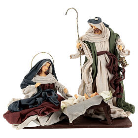 Natividade 6 figuras cores tradicionais resina e tecido 40 cm estilo shabby chic