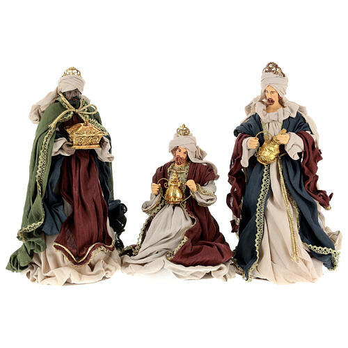 Natividade 6 figuras cores tradicionais resina e tecido 40 cm estilo shabby chic 8
