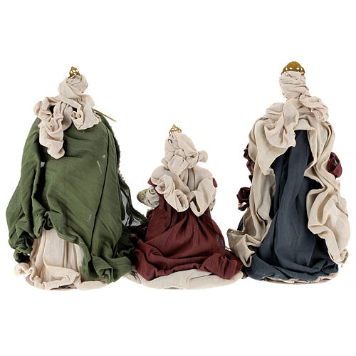 Natividade 6 figuras cores tradicionais resina e tecido 40 cm estilo shabby chic 13