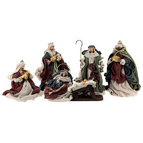 Nativity Scene set of 6, traditional colours, resin and fabric, Shabby chic, 30 cm average height