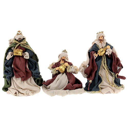Nativity Scene set of 6, traditional colours, resin and fabric, Shabby chic, 30 cm average height 6