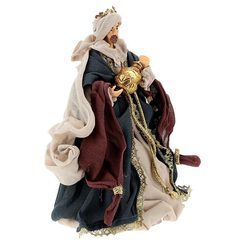 Nativity Scene set of 6, traditional colours, resin and fabric, Shabby chic, 30 cm average height 7