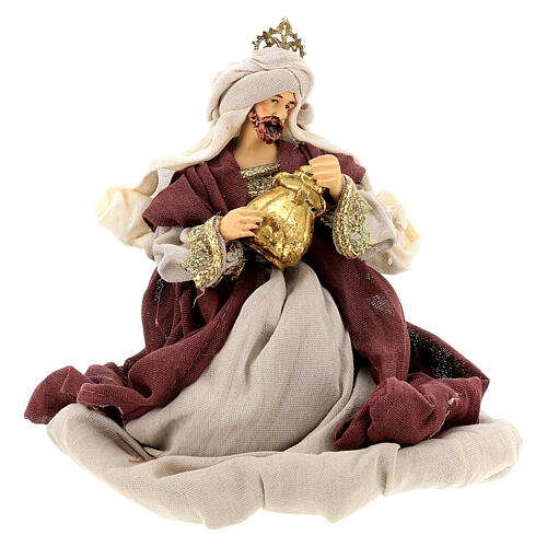 Nativity Scene set of 6, traditional colours, resin and fabric, Shabby chic, 30 cm average height 8