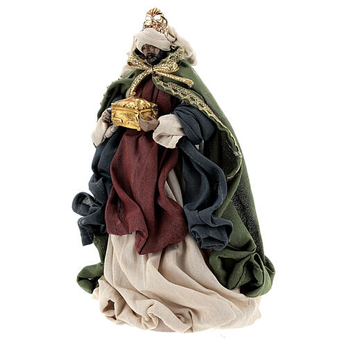 Nativity Scene set of 6, traditional colours, resin and fabric, Shabby chic, 30 cm average height 9