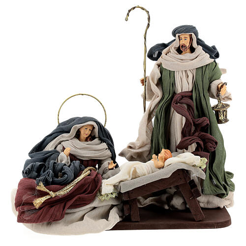 Natividade 6 figuras cores tradicionais resina e tecido 30 cm, estilo shabby chic 2