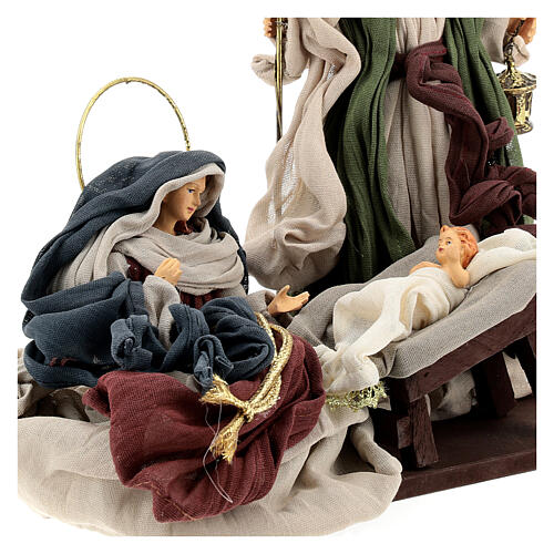 Natividade 6 figuras cores tradicionais resina e tecido 30 cm, estilo shabby chic 3