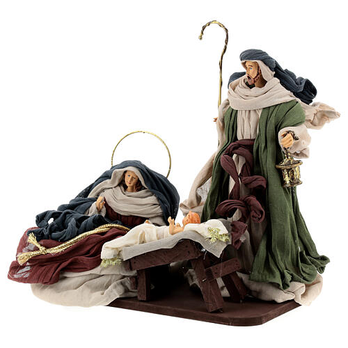 Natividade 6 figuras cores tradicionais resina e tecido 30 cm, estilo shabby chic 5
