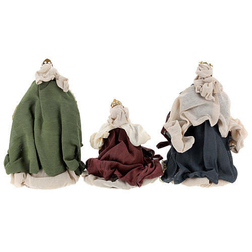 Natividade 6 figuras cores tradicionais resina e tecido 30 cm, estilo shabby chic 10