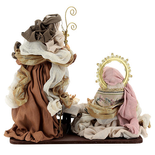 Holy Family, resin and fabric, pink and moka Venetian style, 40 cm 6