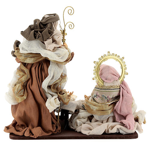 Sacra famiglia resina stoffa moka e rosa 40 cm stile veneziano 6