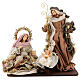 Sacra famiglia resina stoffa moka e rosa 40 cm stile veneziano s1