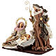 Sacra famiglia resina stoffa moka e rosa 40 cm stile veneziano s3