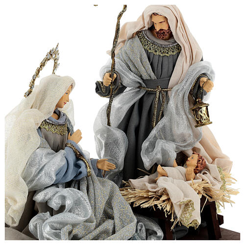 Nativity Scene set of 6, blue and silver, resin and fabric, Venetian style, 40 cm average height 3