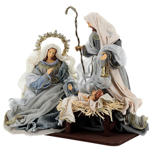 Nativity Scene set of 6, blue and silver, resin and fabric, Venetian style, 40 cm average height 4