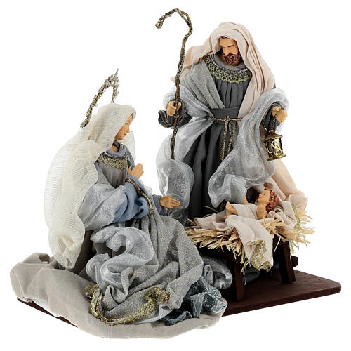 Nativity Scene set of 6, blue and silver, resin and fabric, Venetian style, 40 cm average height 6