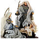 Nativity Scene set of 6, blue and silver, resin and fabric, Venetian style, 40 cm average height s3